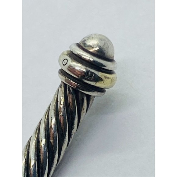 David Yurman Sterling Silver 18K 750 Gold 4mm Dome Bracelet - Picture 6 of 8